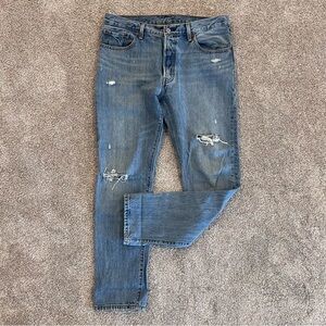 Levi’s Levi 501 Jeans Pants Women Sz 32 X 32 Button Fly Cotton Blue Distressed